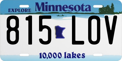 MN license plate 815LOV
