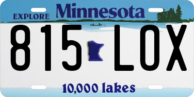 MN license plate 815LOX