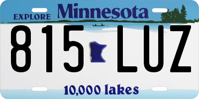 MN license plate 815LUZ