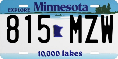 MN license plate 815MZW