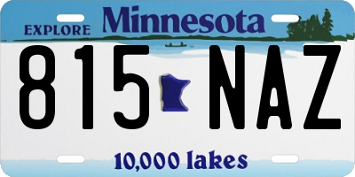 MN license plate 815NAZ