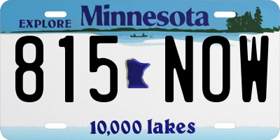 MN license plate 815NOW