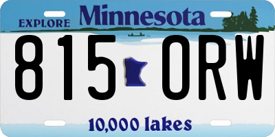MN license plate 815ORW
