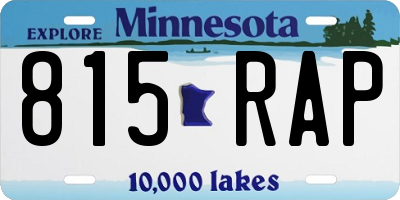 MN license plate 815RAP