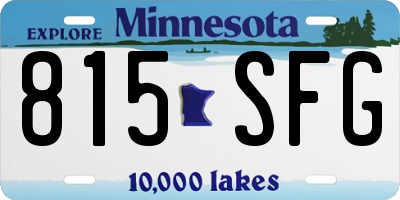 MN license plate 815SFG