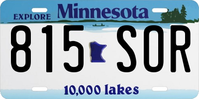 MN license plate 815SOR