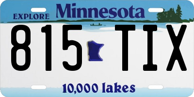 MN license plate 815TIX