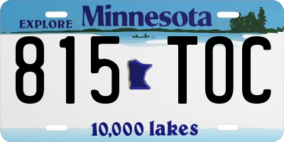 MN license plate 815TOC