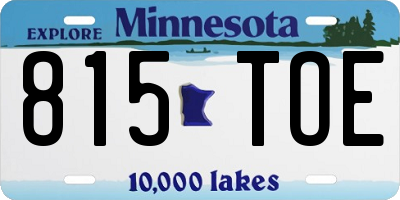 MN license plate 815TOE