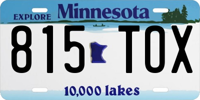MN license plate 815TOX