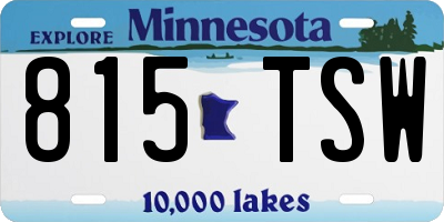 MN license plate 815TSW