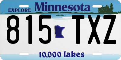 MN license plate 815TXZ