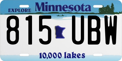 MN license plate 815UBW
