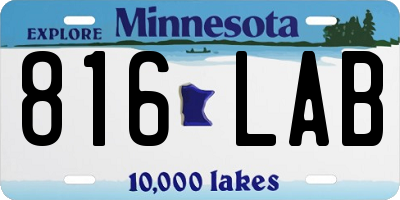 MN license plate 816LAB