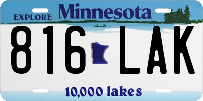 MN license plate 816LAK