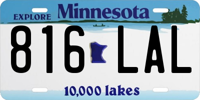 MN license plate 816LAL