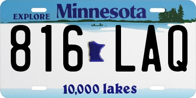 MN license plate 816LAQ