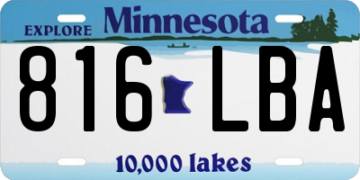 MN license plate 816LBA