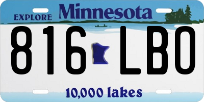MN license plate 816LBO