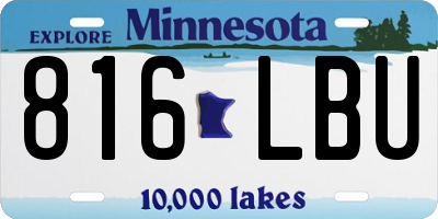 MN license plate 816LBU