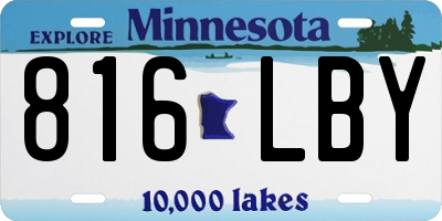 MN license plate 816LBY