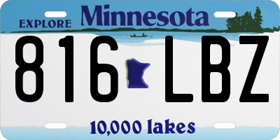 MN license plate 816LBZ