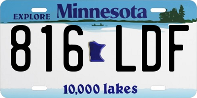 MN license plate 816LDF