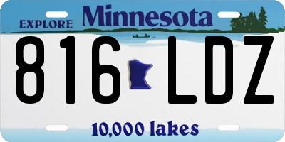 MN license plate 816LDZ