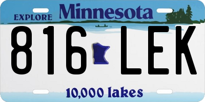 MN license plate 816LEK
