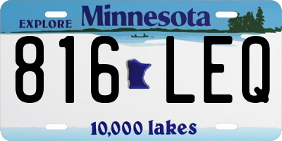 MN license plate 816LEQ