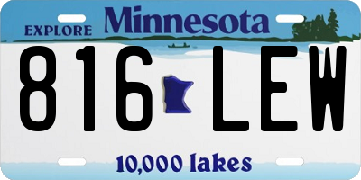 MN license plate 816LEW