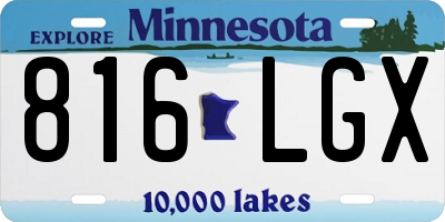 MN license plate 816LGX