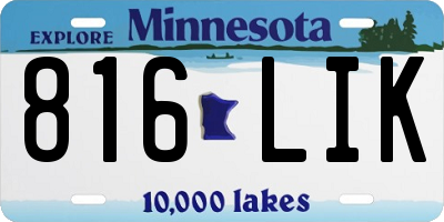 MN license plate 816LIK