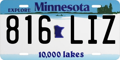 MN license plate 816LIZ