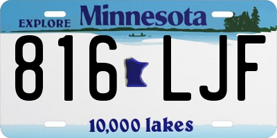 MN license plate 816LJF