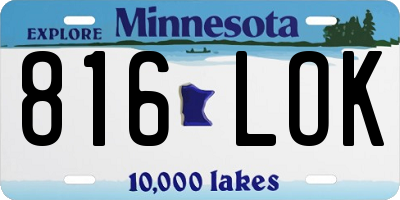 MN license plate 816LOK