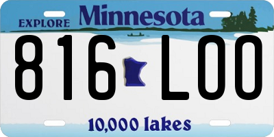 MN license plate 816LOO