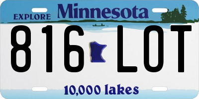 MN license plate 816LOT
