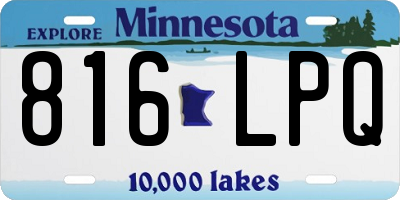 MN license plate 816LPQ