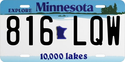 MN license plate 816LQW