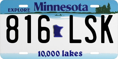 MN license plate 816LSK
