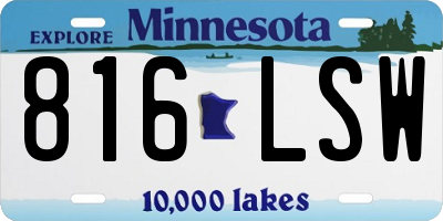 MN license plate 816LSW