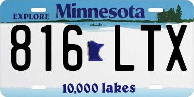 MN license plate 816LTX