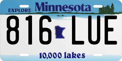 MN license plate 816LUE