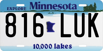 MN license plate 816LUK