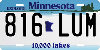 MN license plate 816LUM
