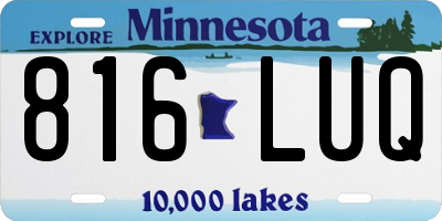 MN license plate 816LUQ