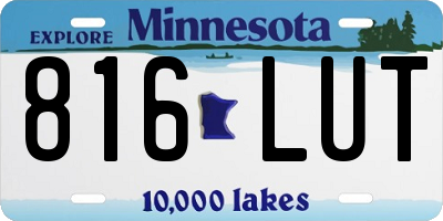 MN license plate 816LUT