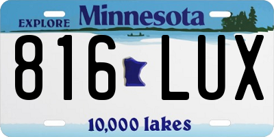 MN license plate 816LUX