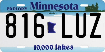MN license plate 816LUZ